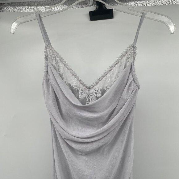 Commense Womens Maxi Slip Dress Ruched Lace Trim Gray Size Medium New - Picture 2 of 9